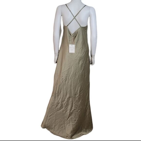 Show me your mumu Tuscany Maxi Slip Dress green luxe satin Size XS - Picture 3 of 7